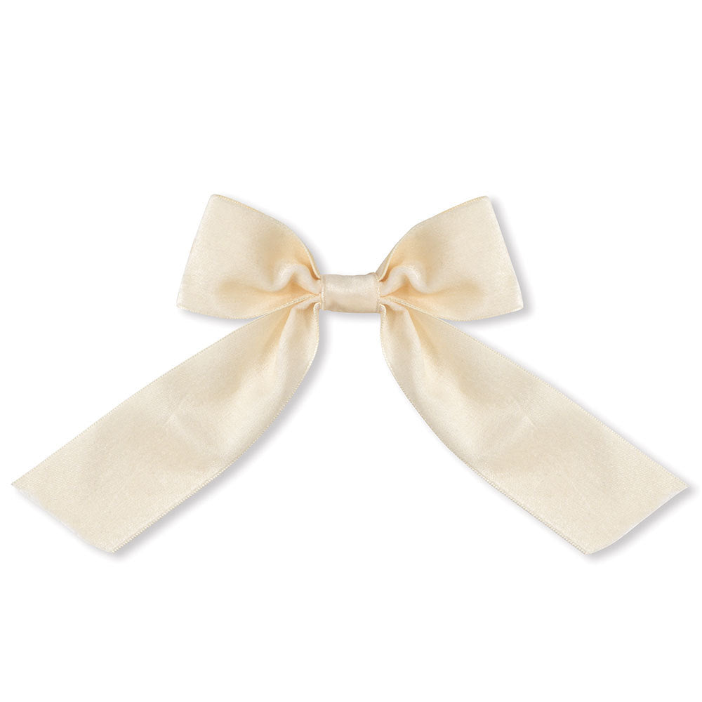 Ivory Velvet Bow with Tails, 13" to 20"