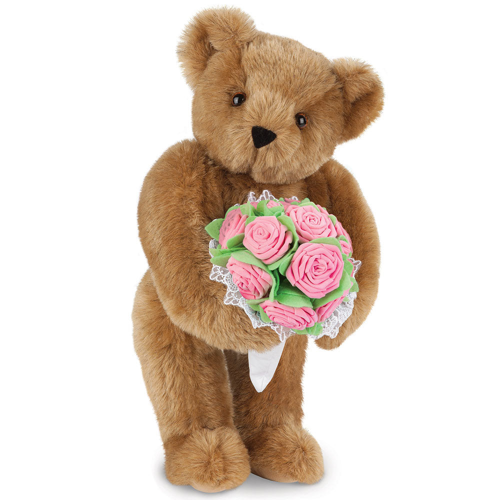 15 In. Pink Rose Bouquet Teddy Bear