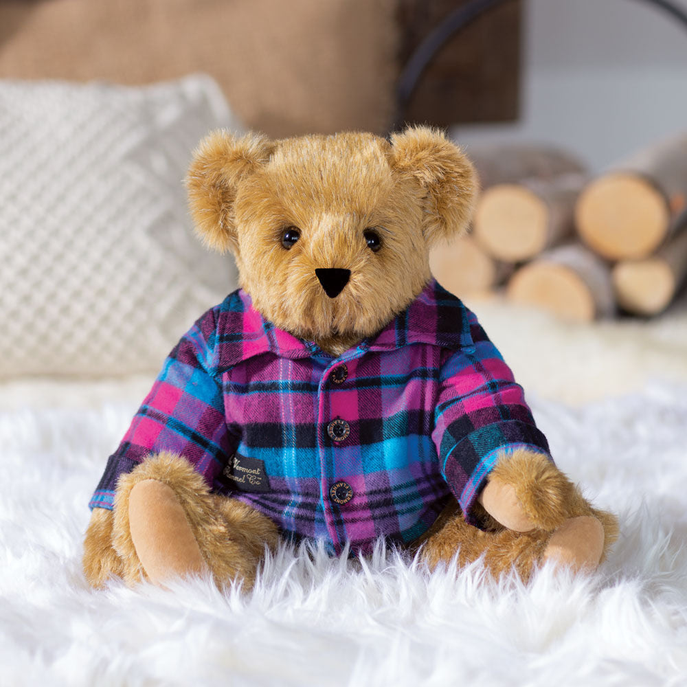 15 In. Vermont Flannel Bear, Tropic Plaid